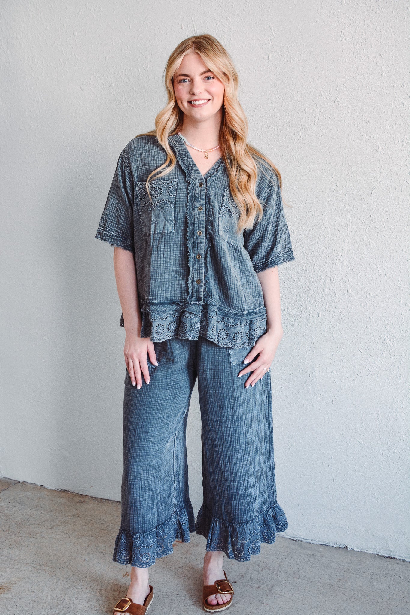 Gauze Charcoal Top
