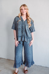 Gauze Charcoal Top