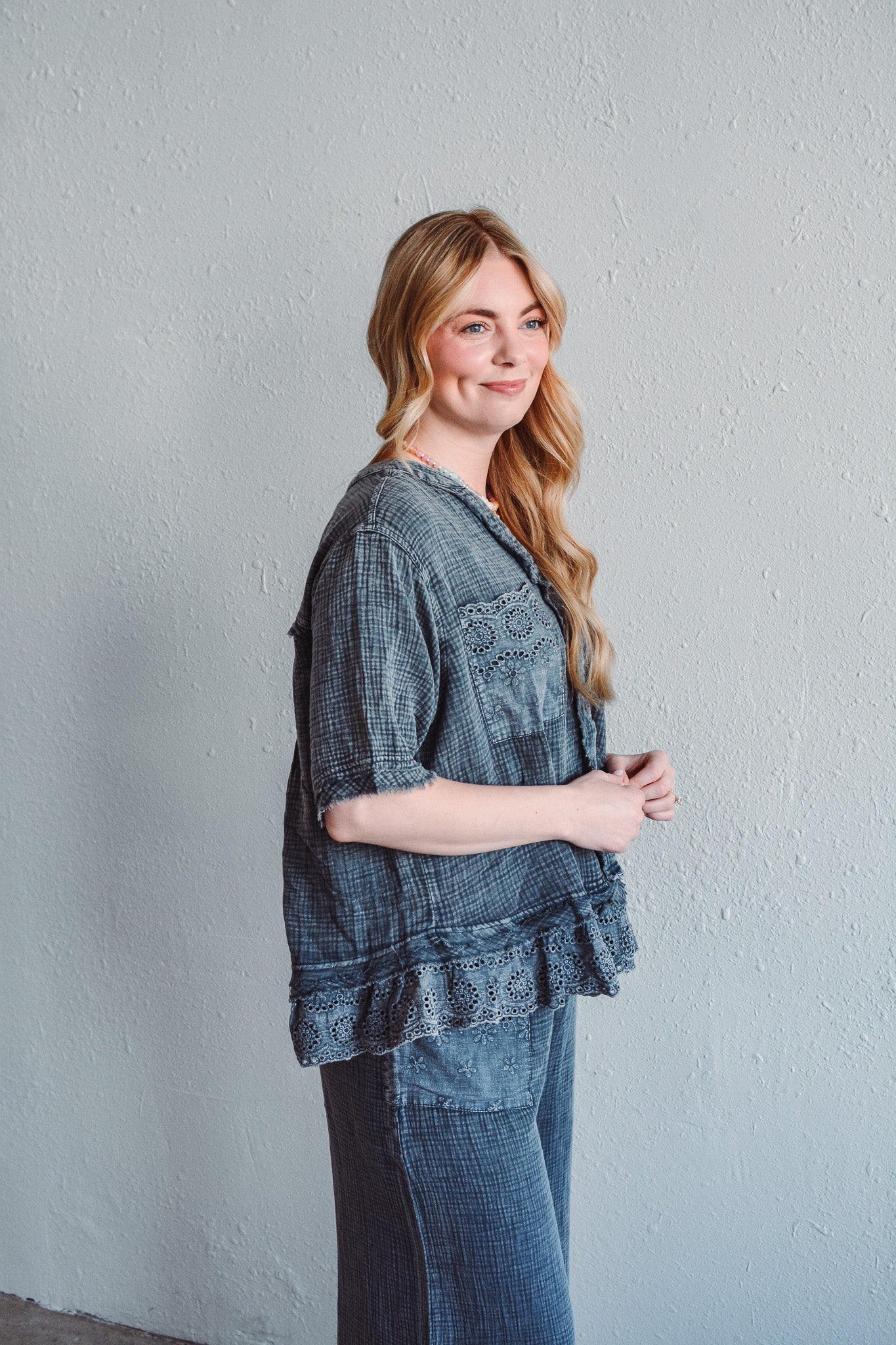 Gauze Charcoal Top
