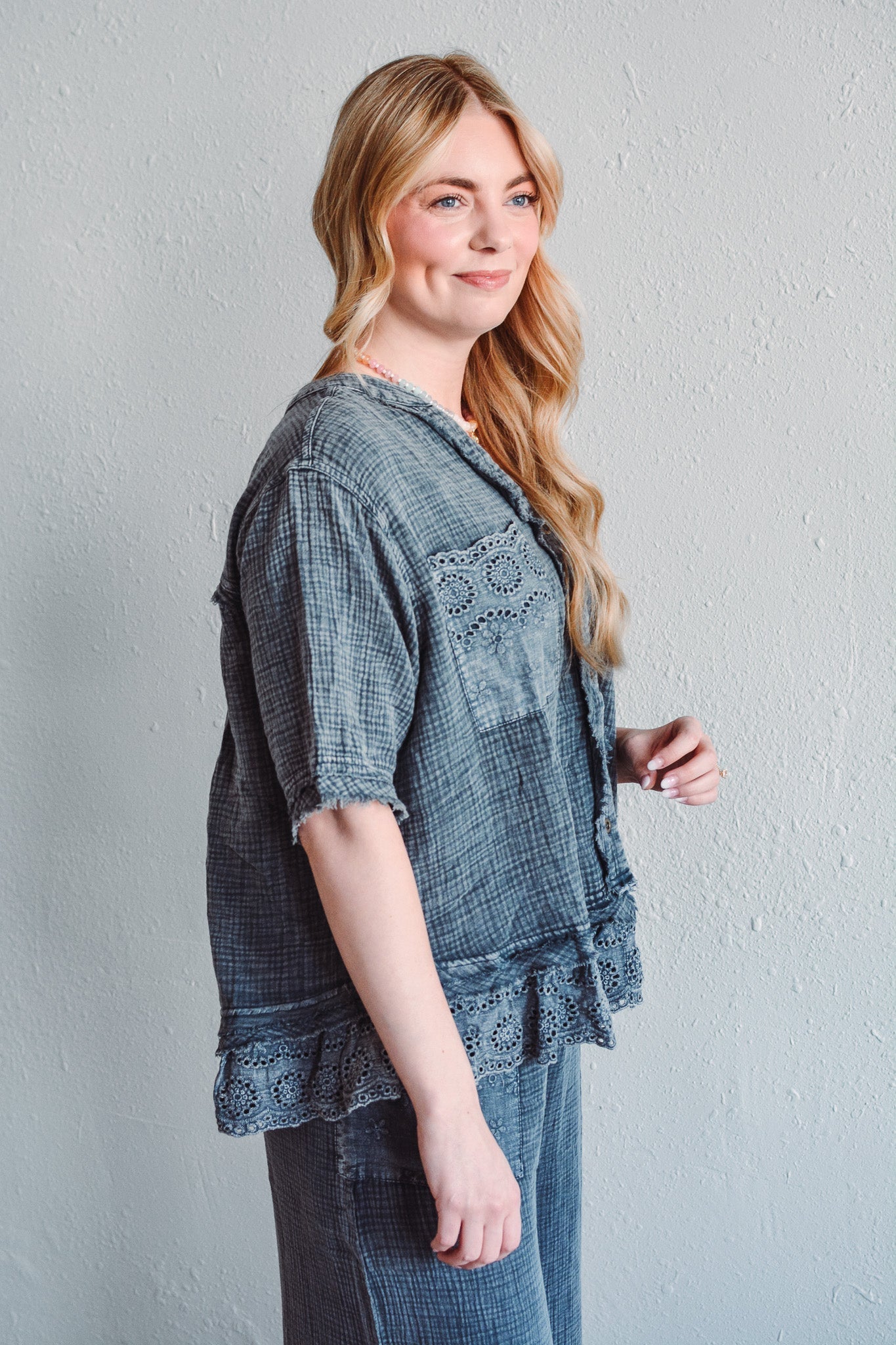 Gauze Charcoal Top