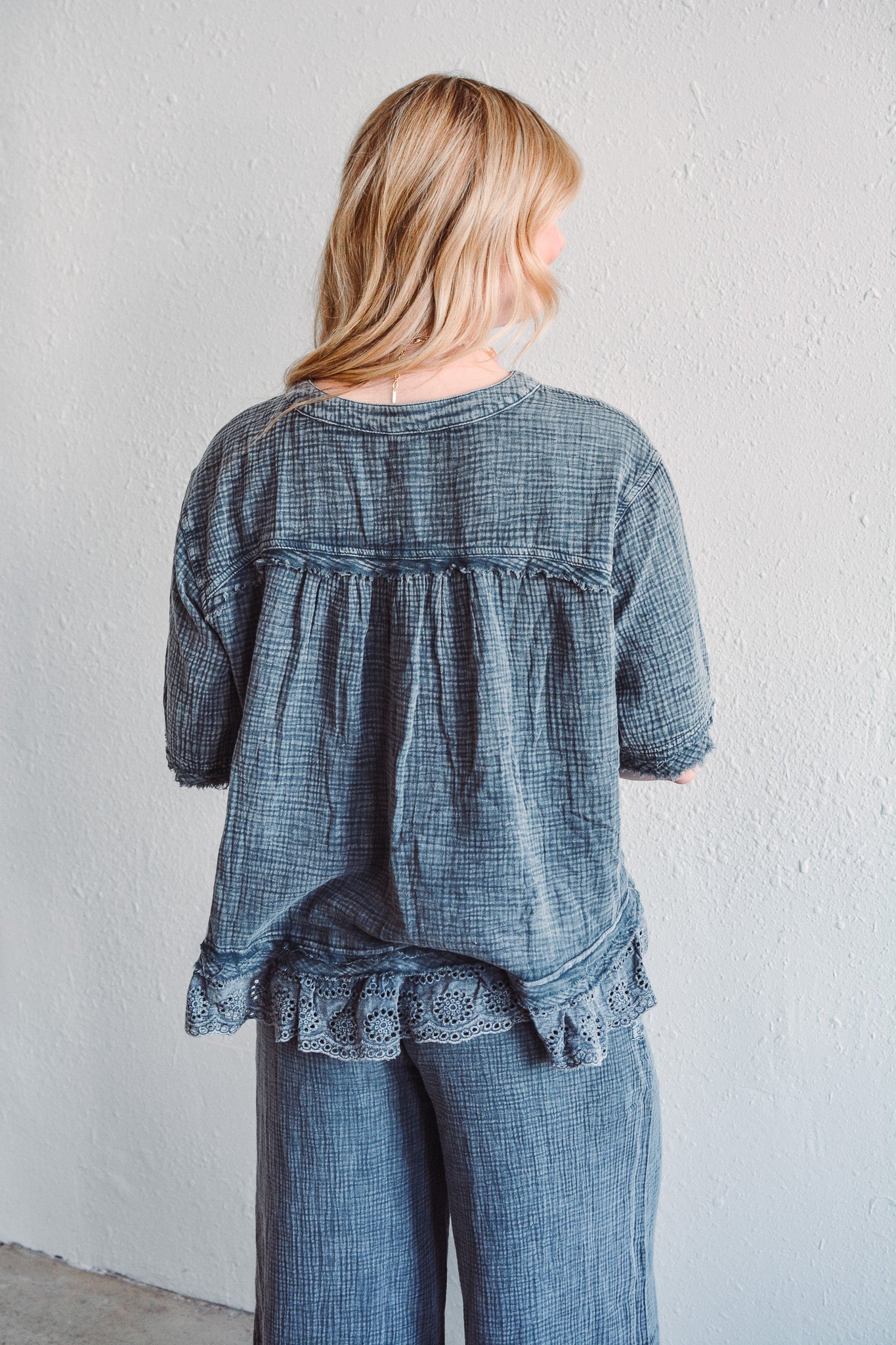 Gauze Charcoal Top
