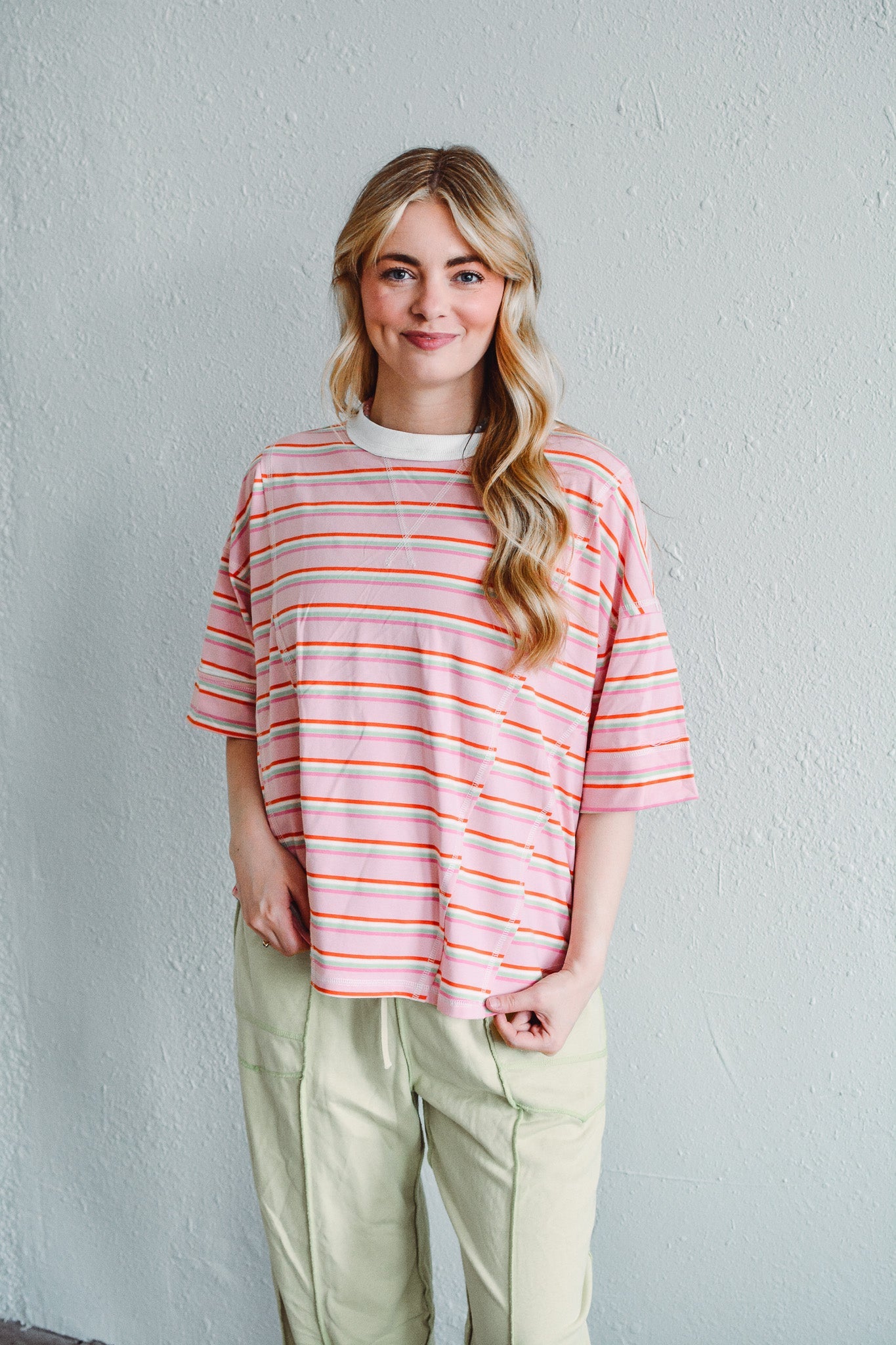Weekend Pink Striped Tee