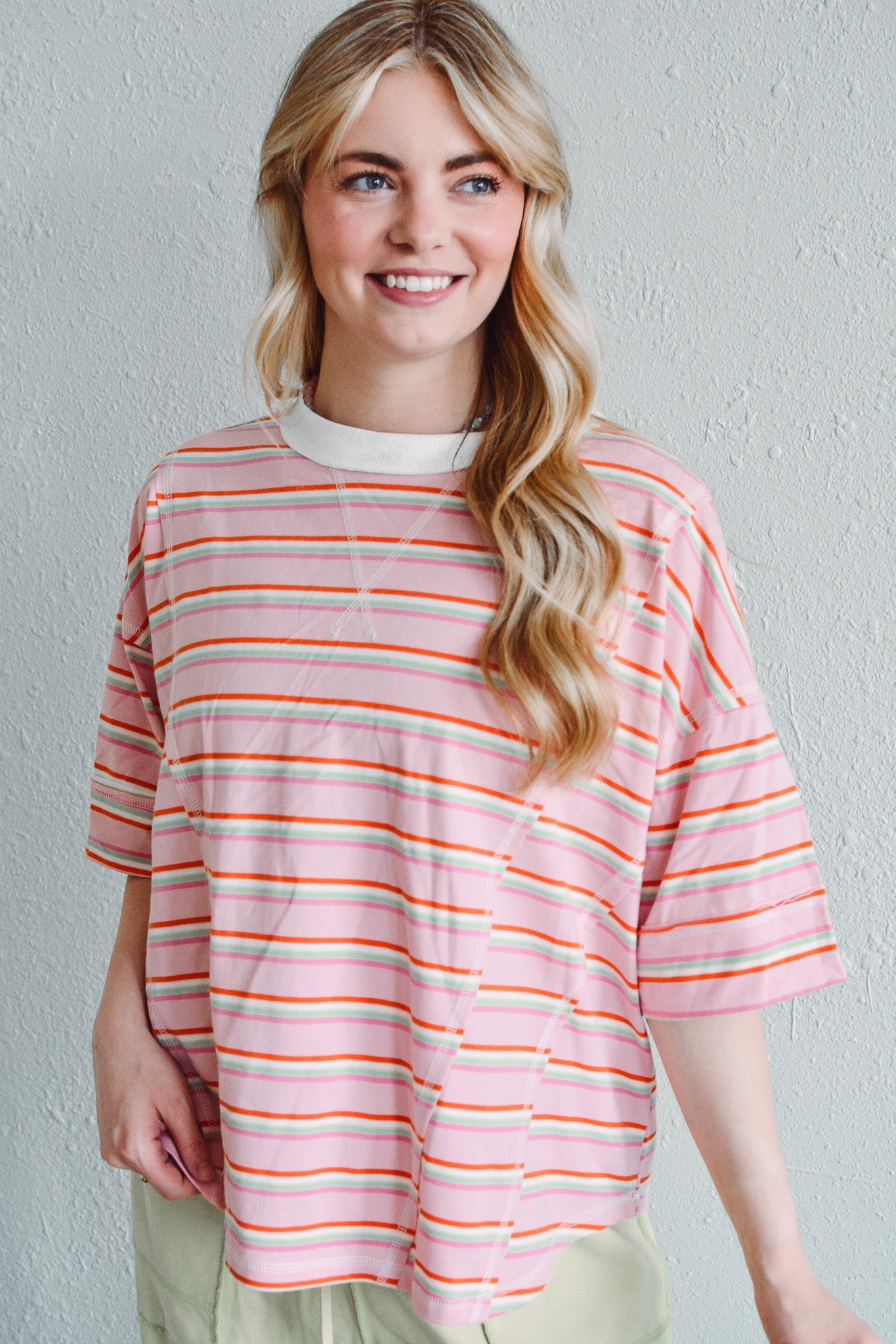 Weekend Pink Striped Tee