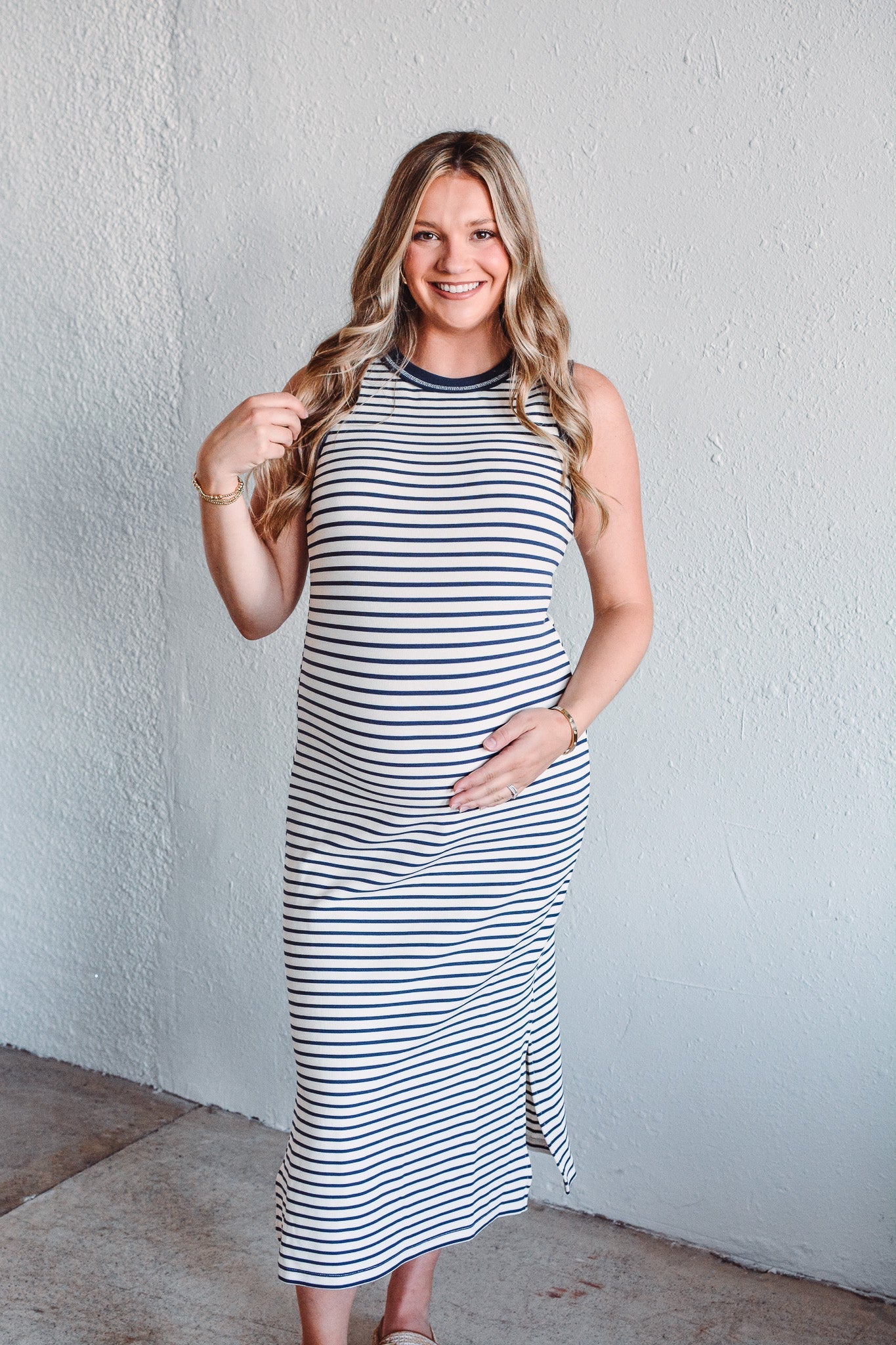 Navy Serena Stripe Dress