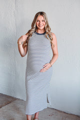Navy Serena Stripe Dress