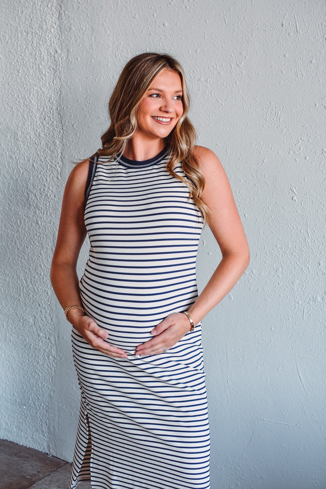 Navy Serena Stripe Dress