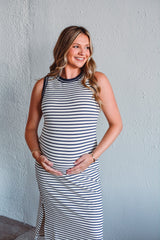 Navy Serena Stripe Dress