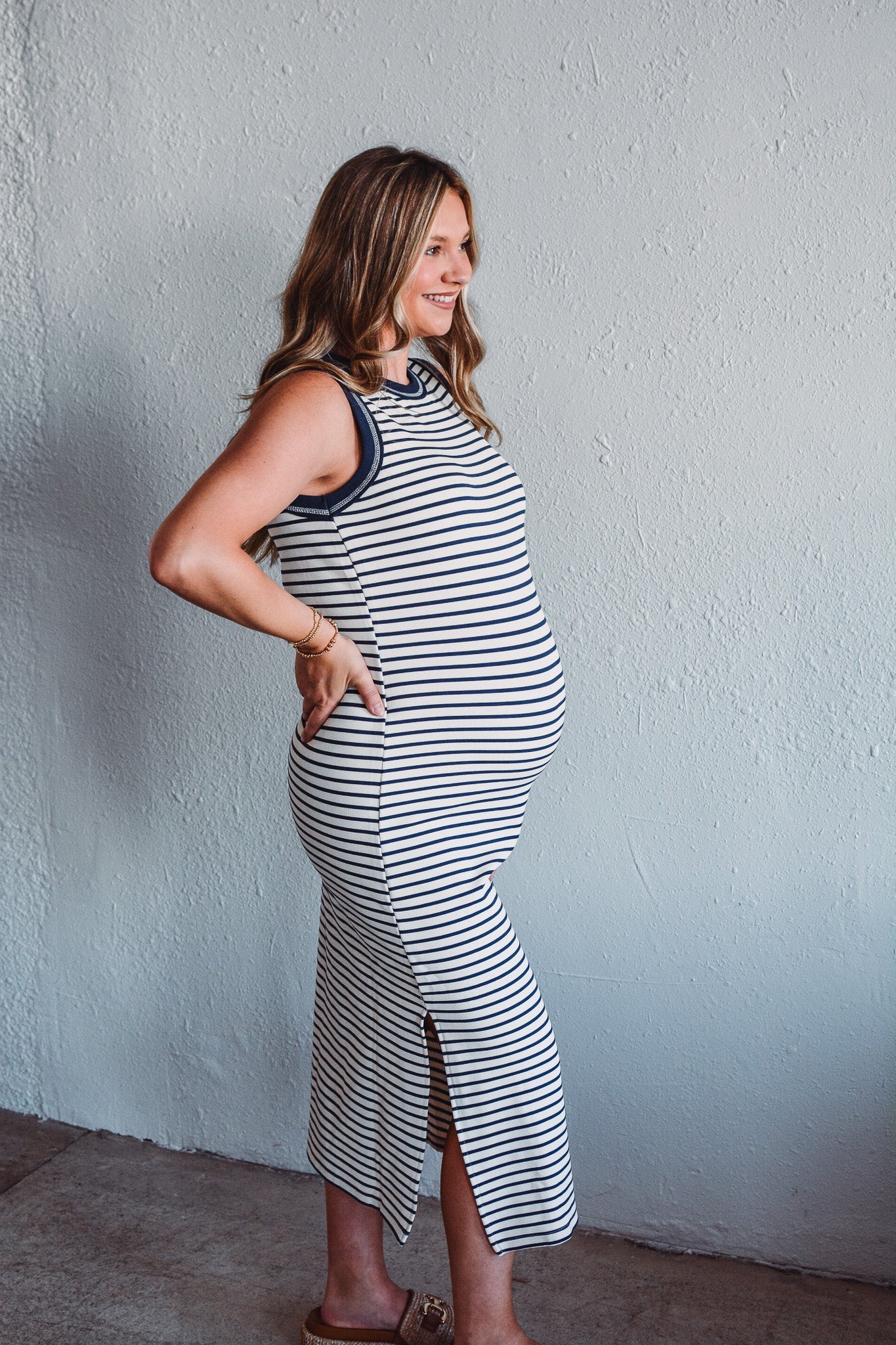 Navy Serena Stripe Dress