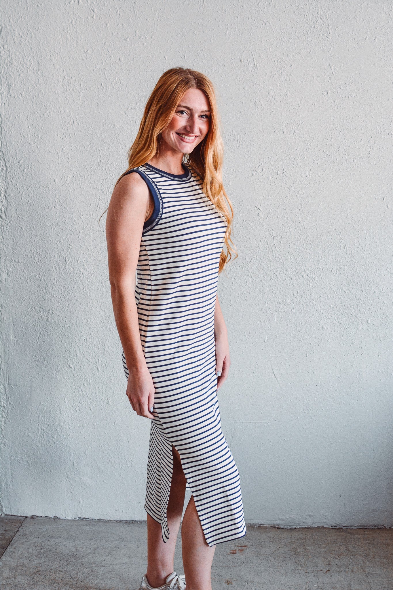 Navy Serena Stripe Dress