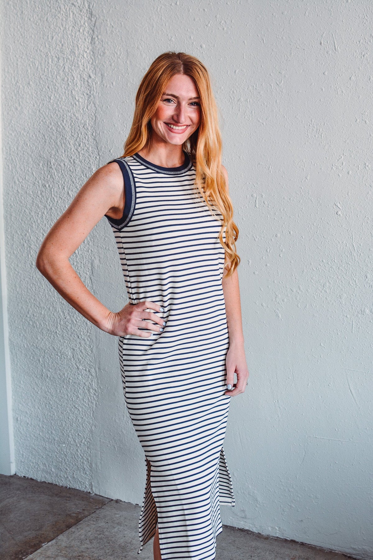 Navy Serena Stripe Dress
