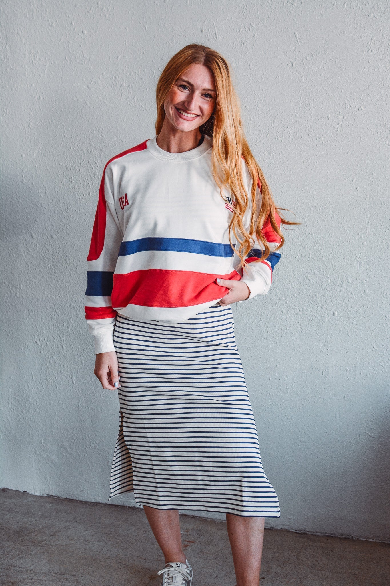 Navy Serena Stripe Dress