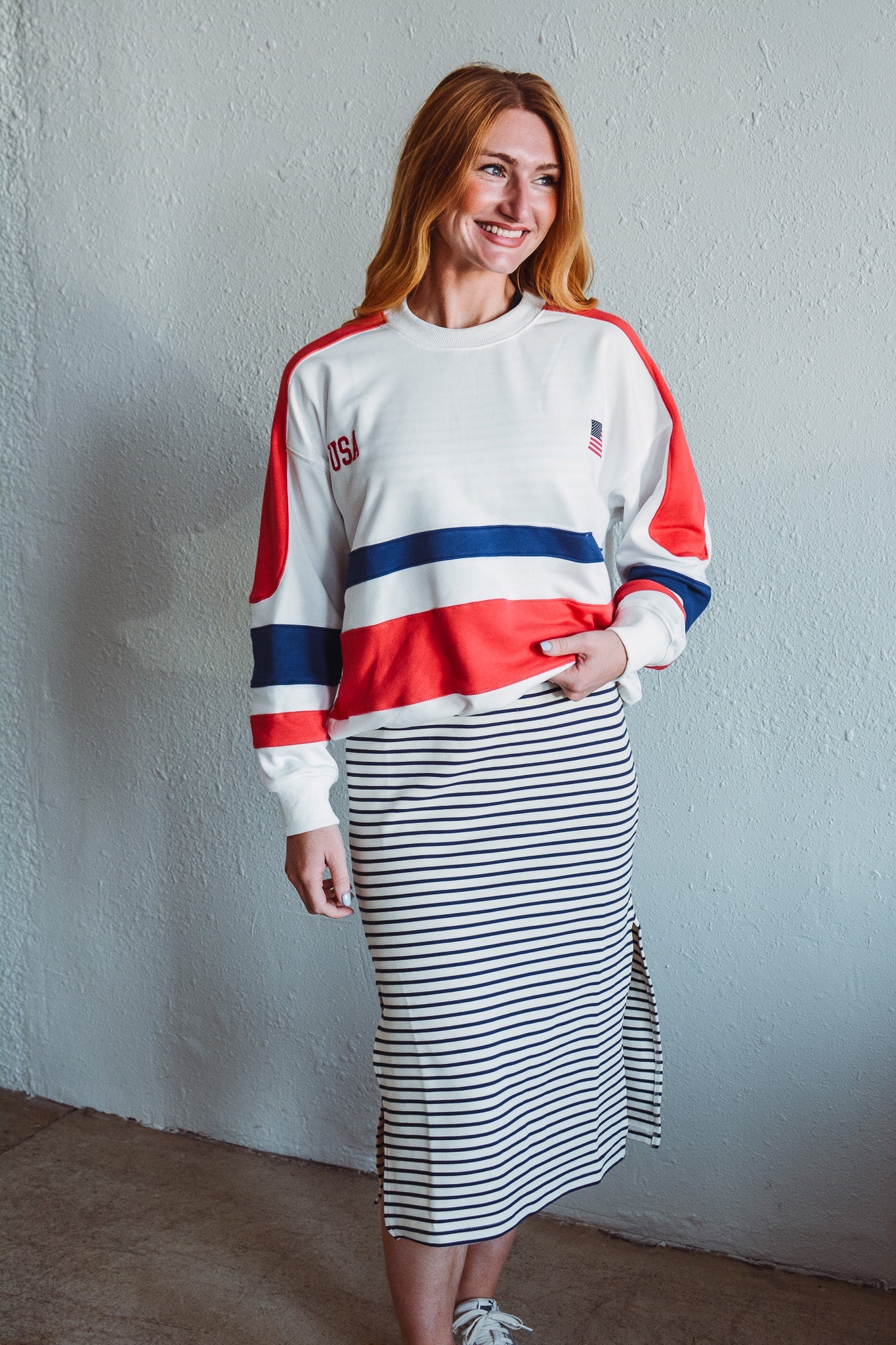 Navy Serena Stripe Dress