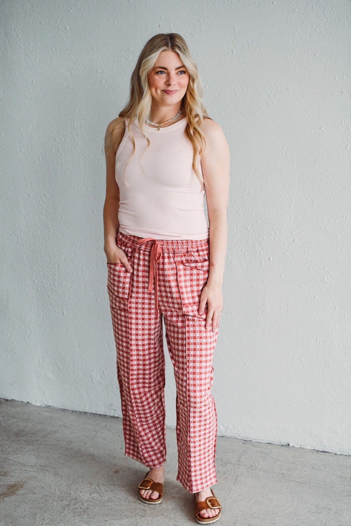 Pink Gingham Pants