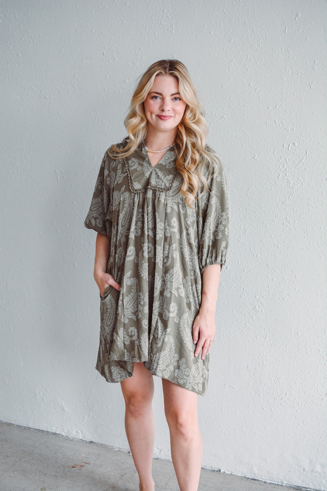 Olive Paisley Dress