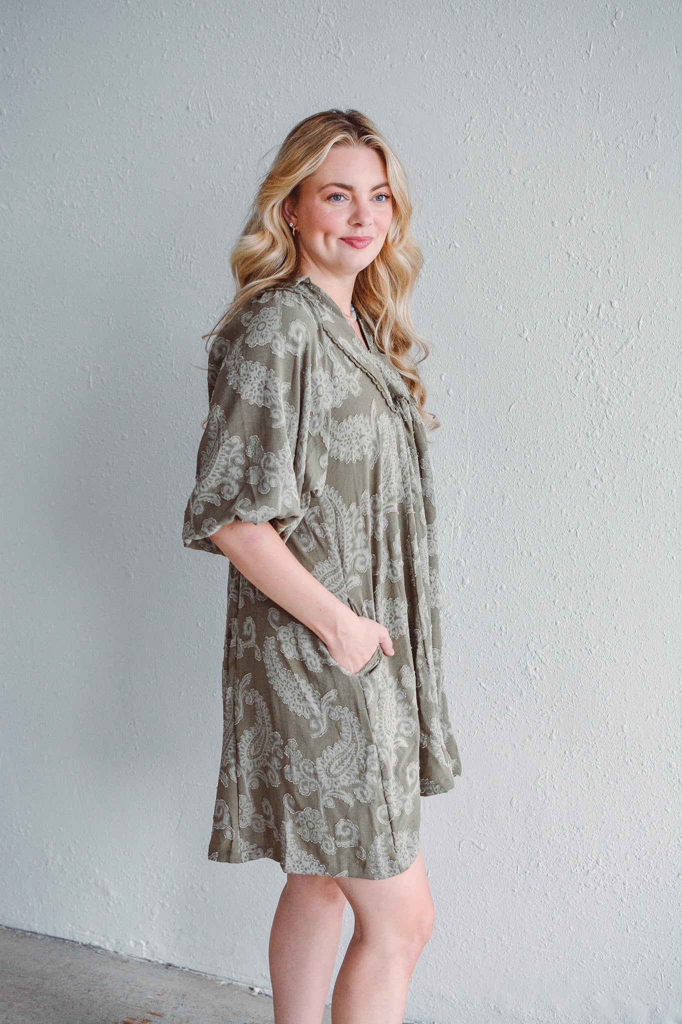 Olive Paisley Dress