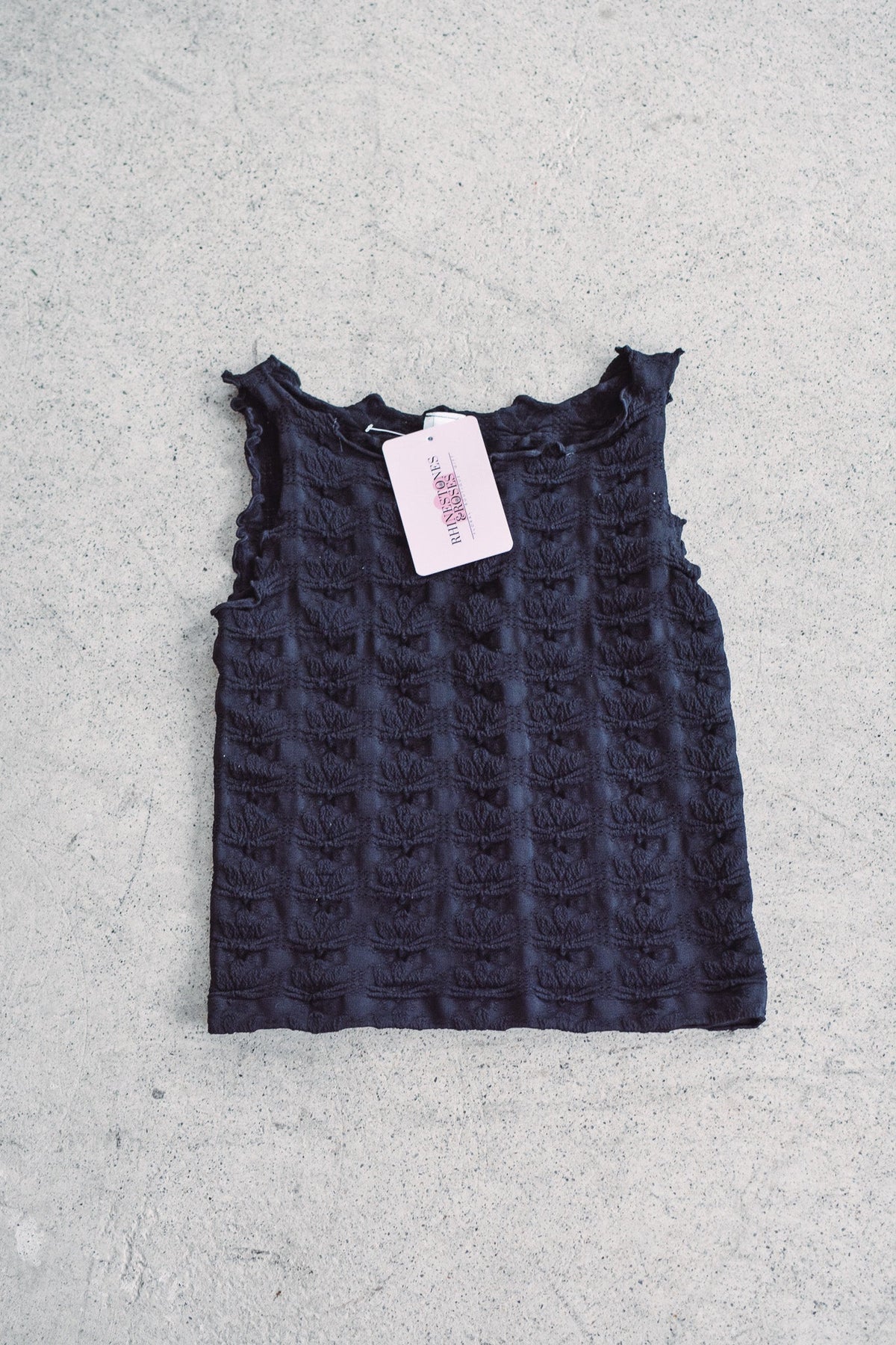 Black Textured Edge Tank