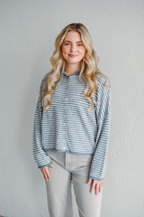 Blue Stripe Knit Cardigan