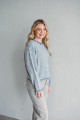 Blue Stripe Knit Cardigan