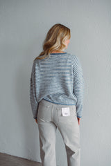 Blue Stripe Knit Cardigan