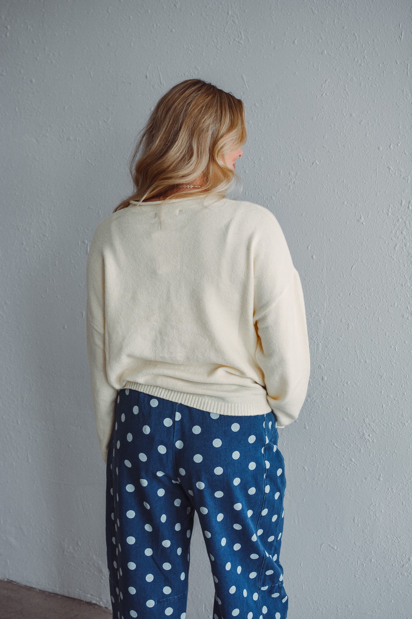 Lucy Dotted Denim Barrel Pant