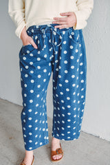 Lucy Dotted Denim Barrel Pant