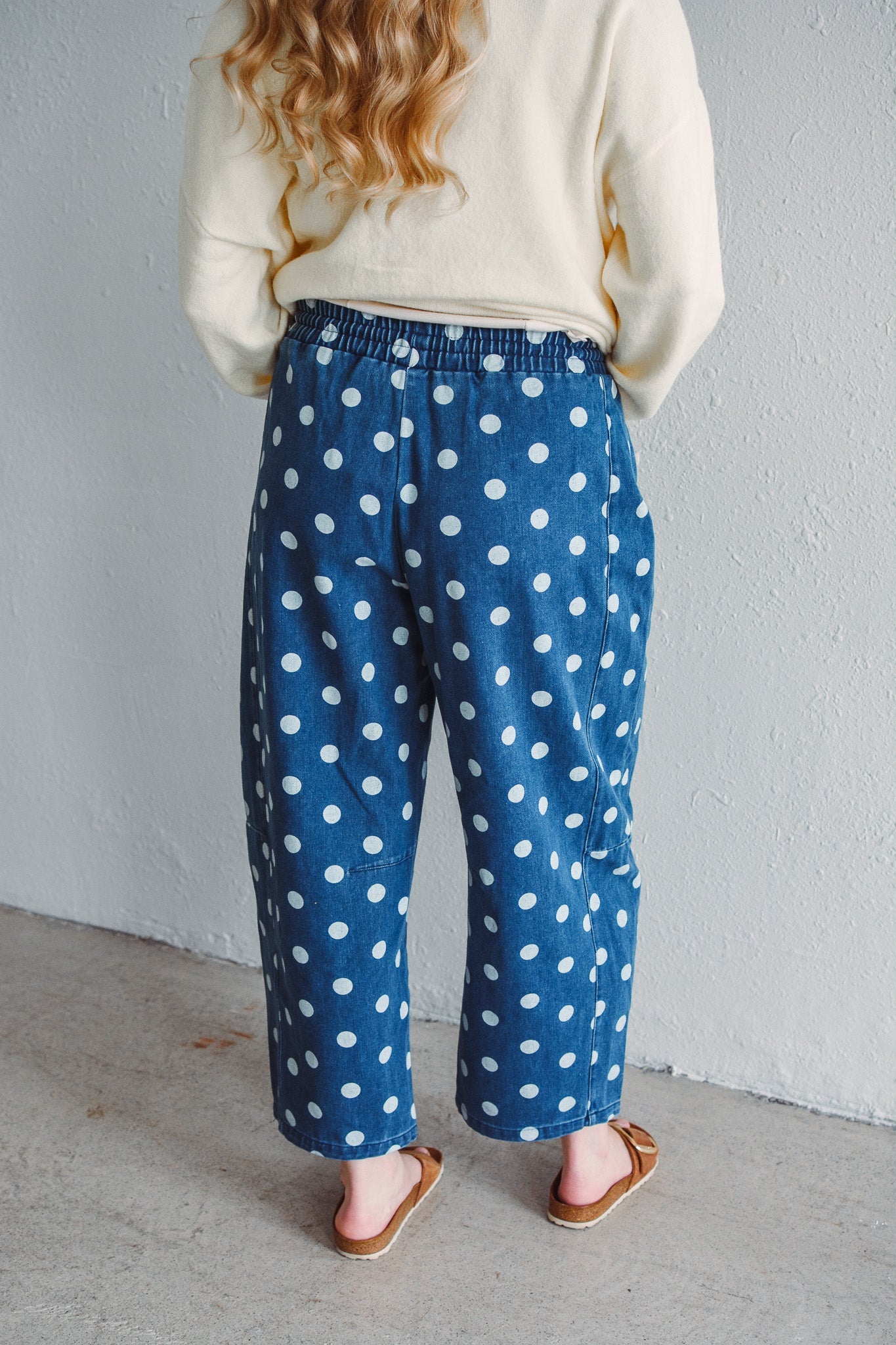 Lucy Dotted Denim Barrel Pant