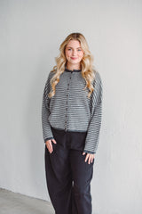 Charcoal Stripe Knit Cardigan