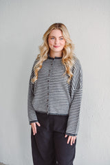 Charcoal Stripe Knit Cardigan
