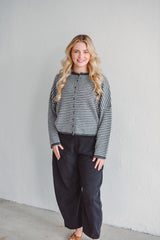 Charcoal Stripe Knit Cardigan