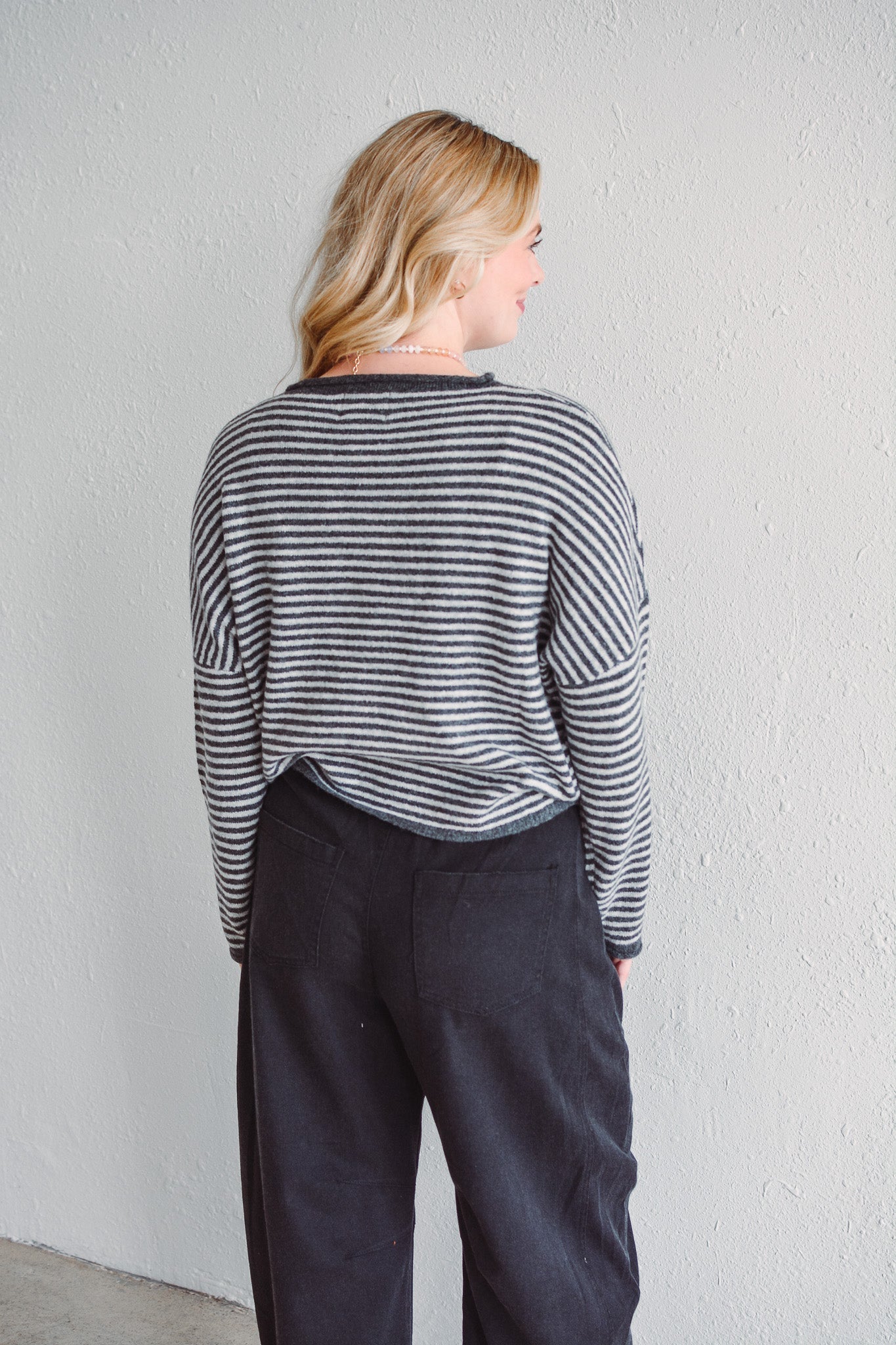 Charcoal Stripe Knit Cardigan