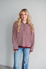 Burgundy Stripe Pullover