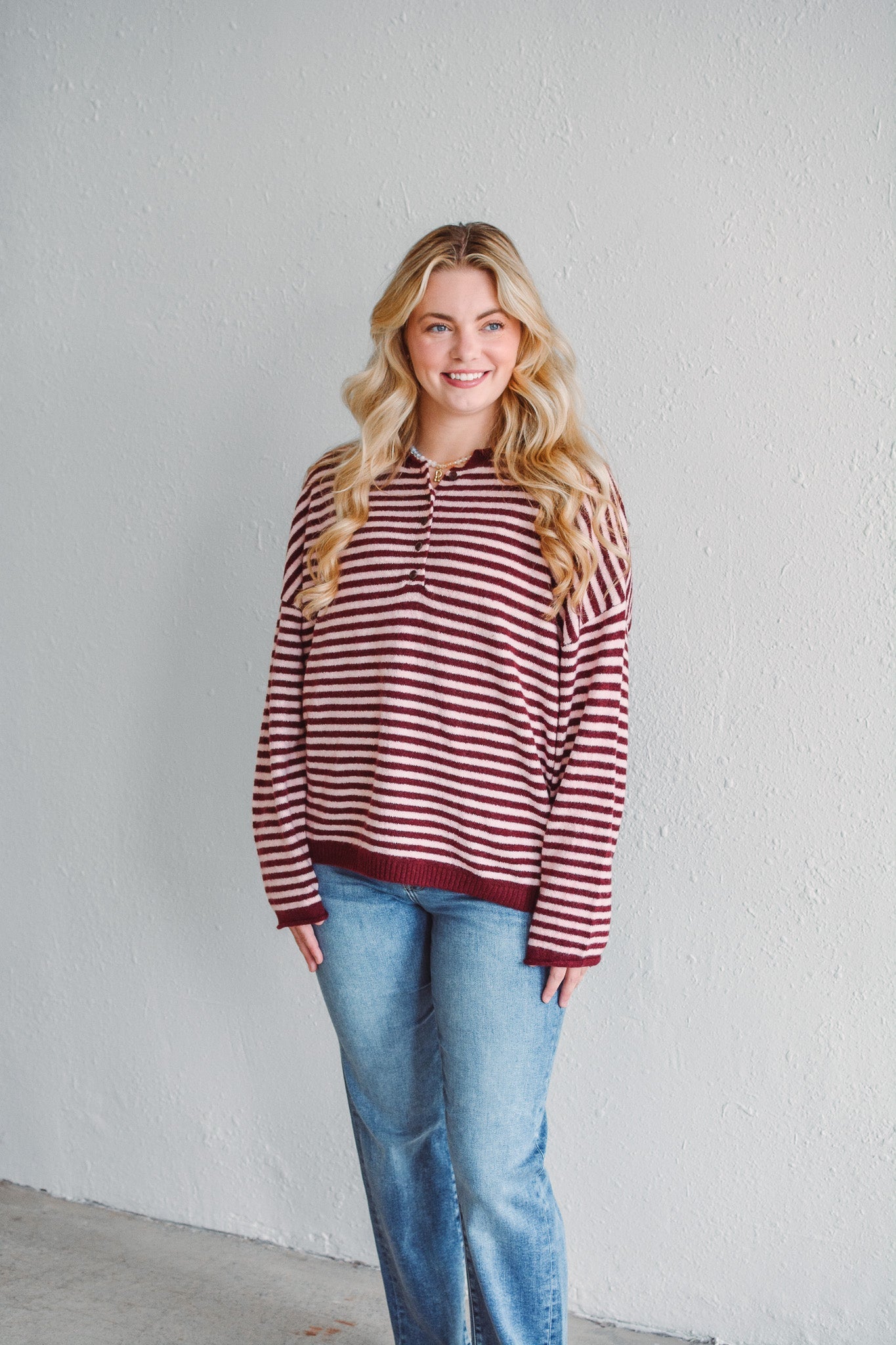 Burgundy Stripe Pullover