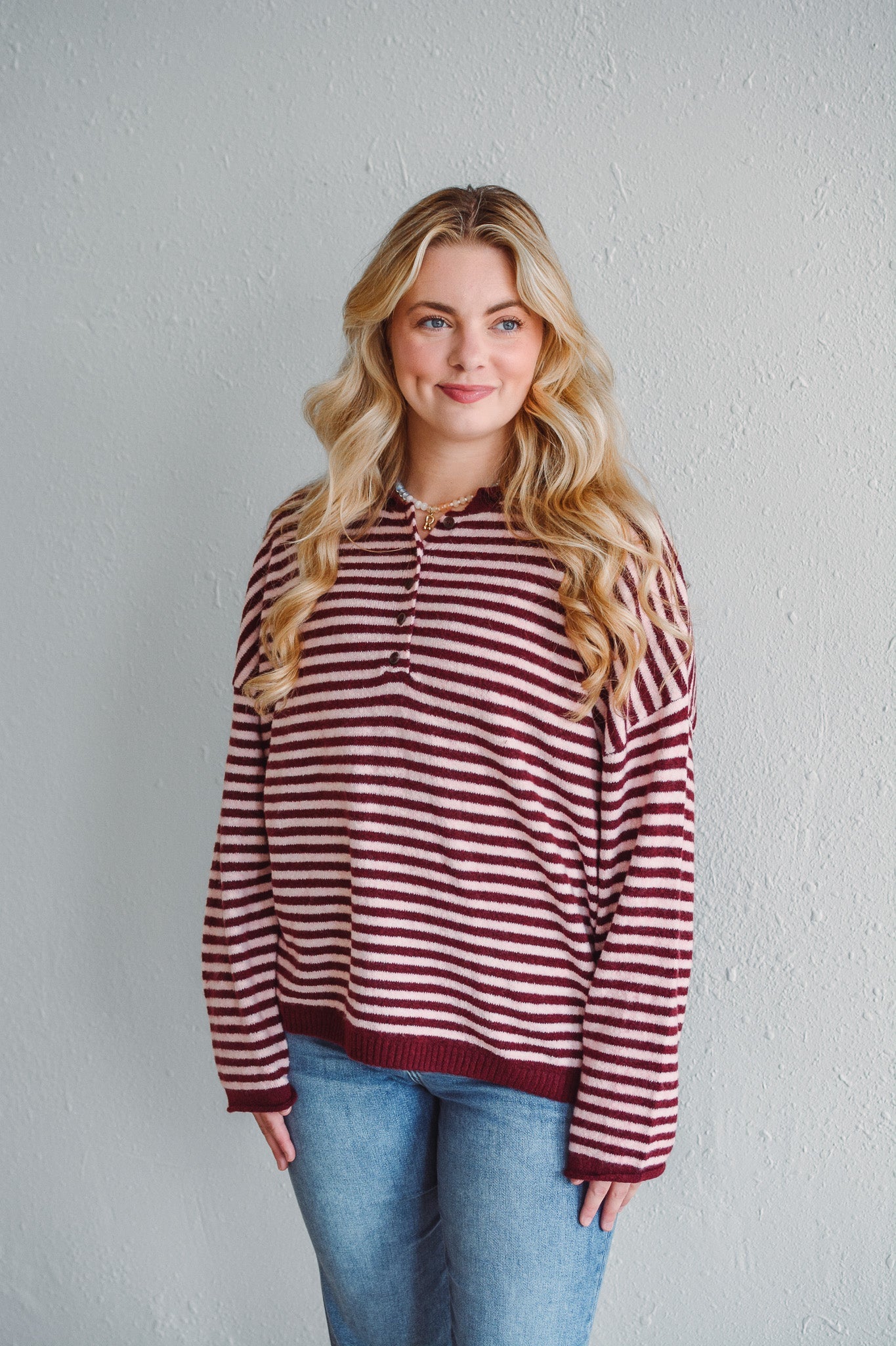 Burgundy Stripe Pullover
