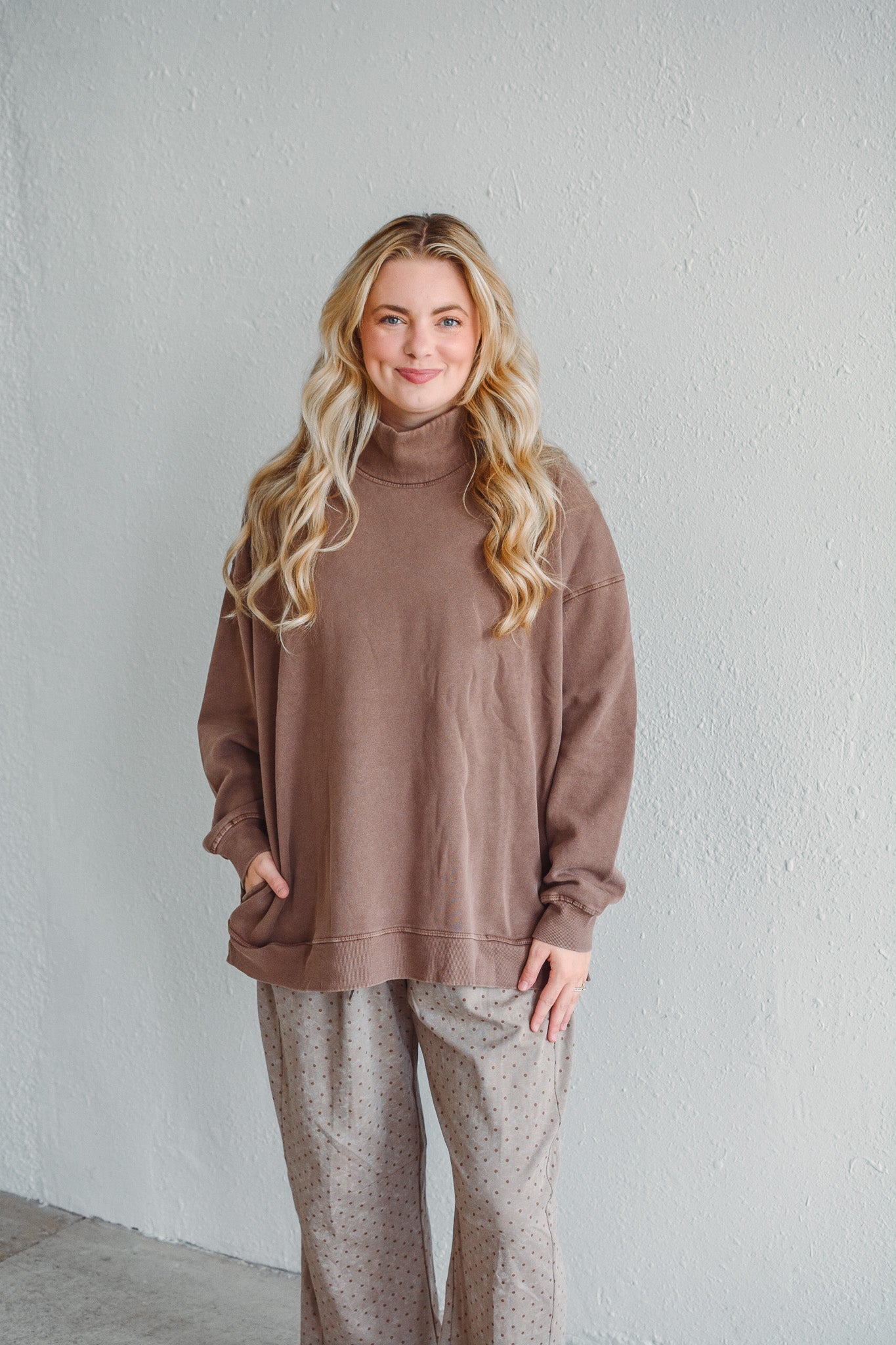Charlie Mocha Mock Neck