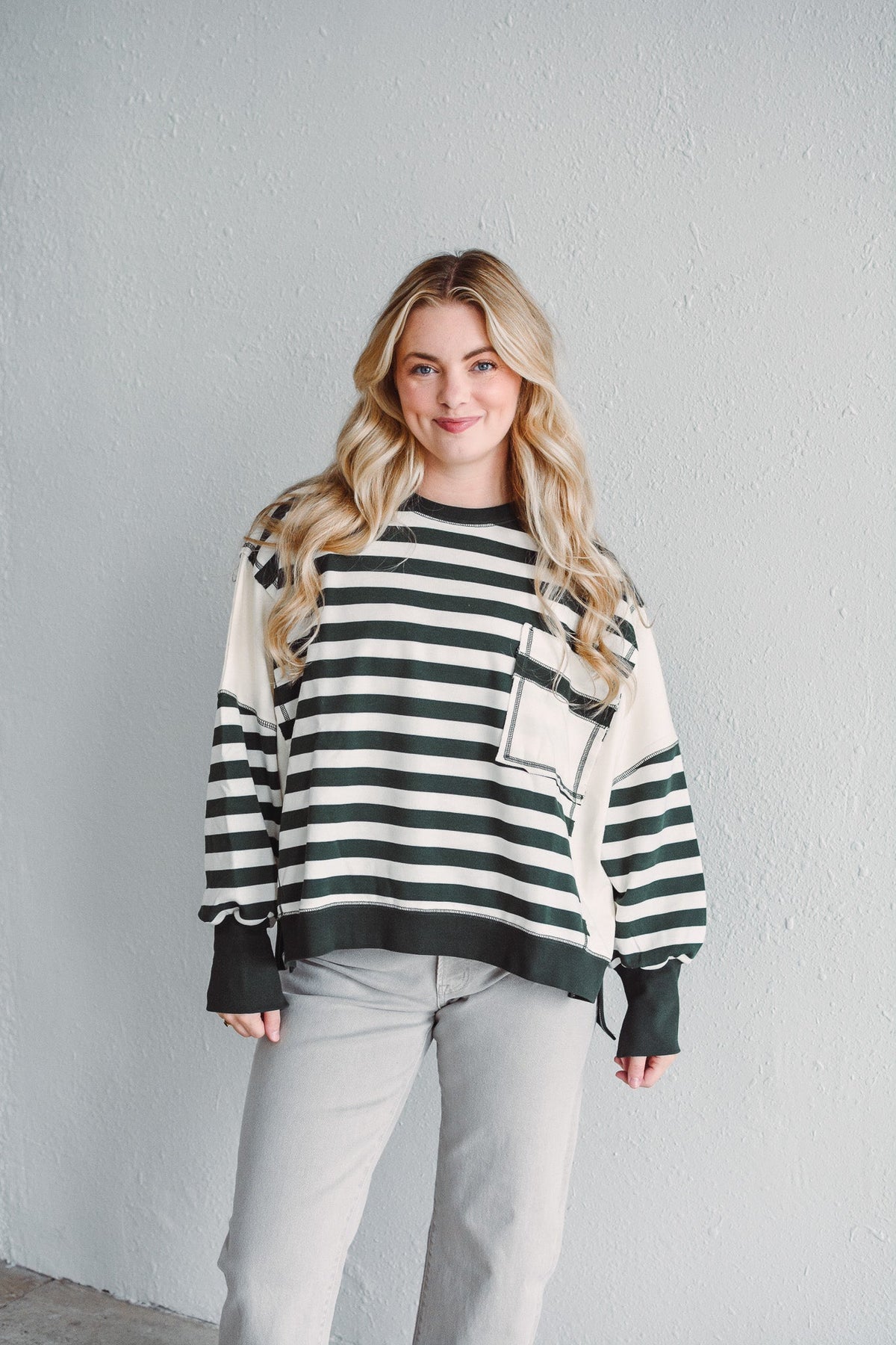 Hadley Green Stripe Pullover