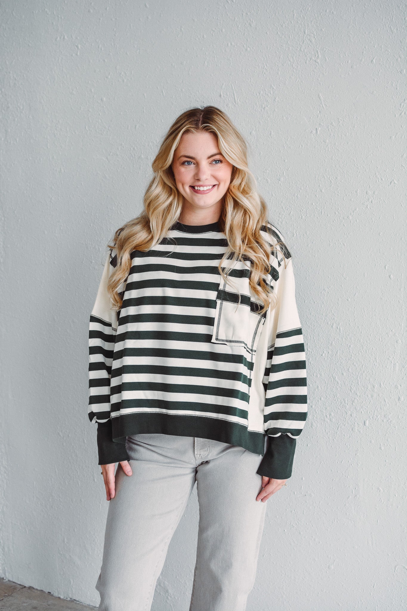 Hadley Green Stripe Pullover