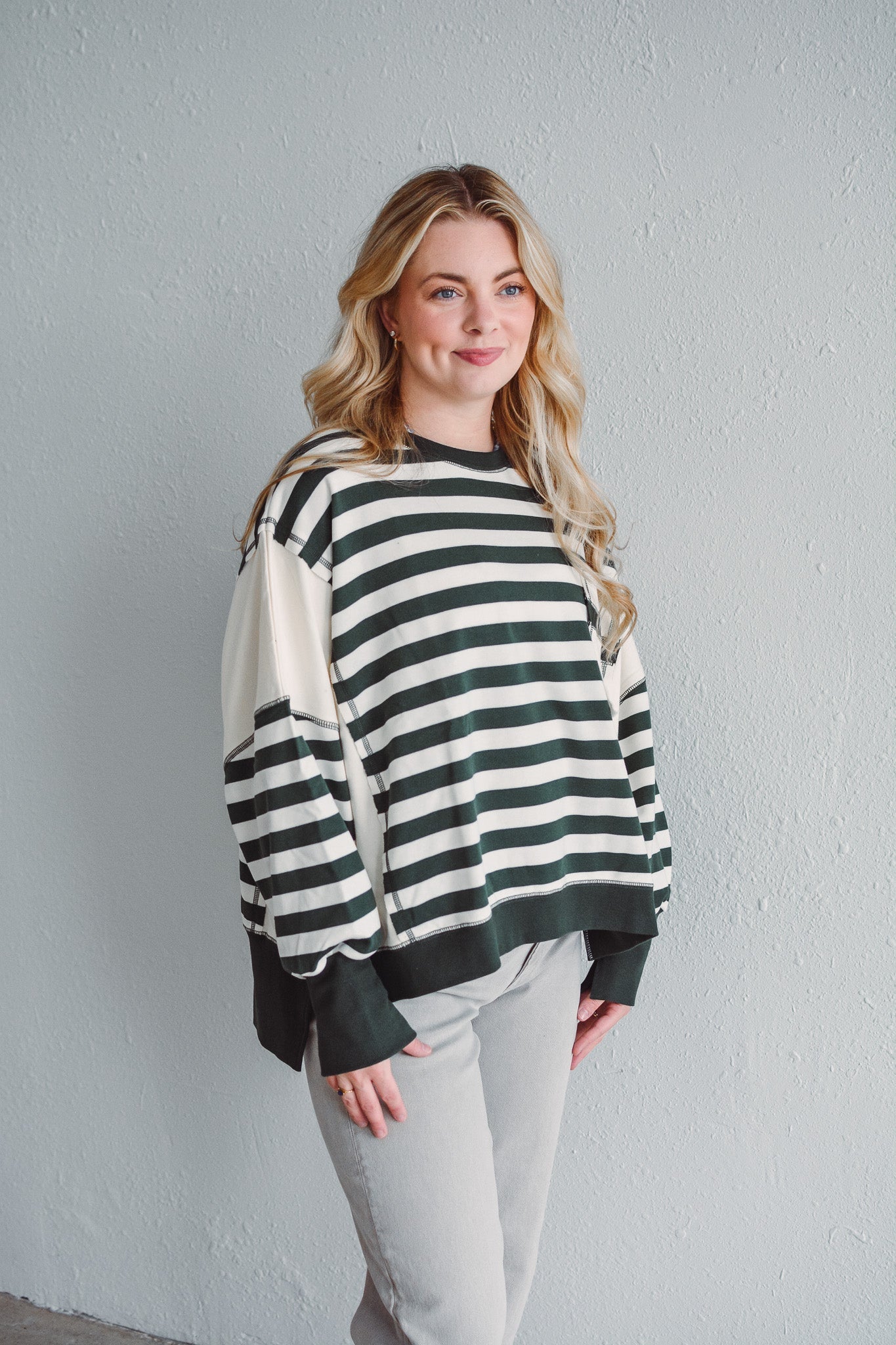Hadley Green Stripe Pullover