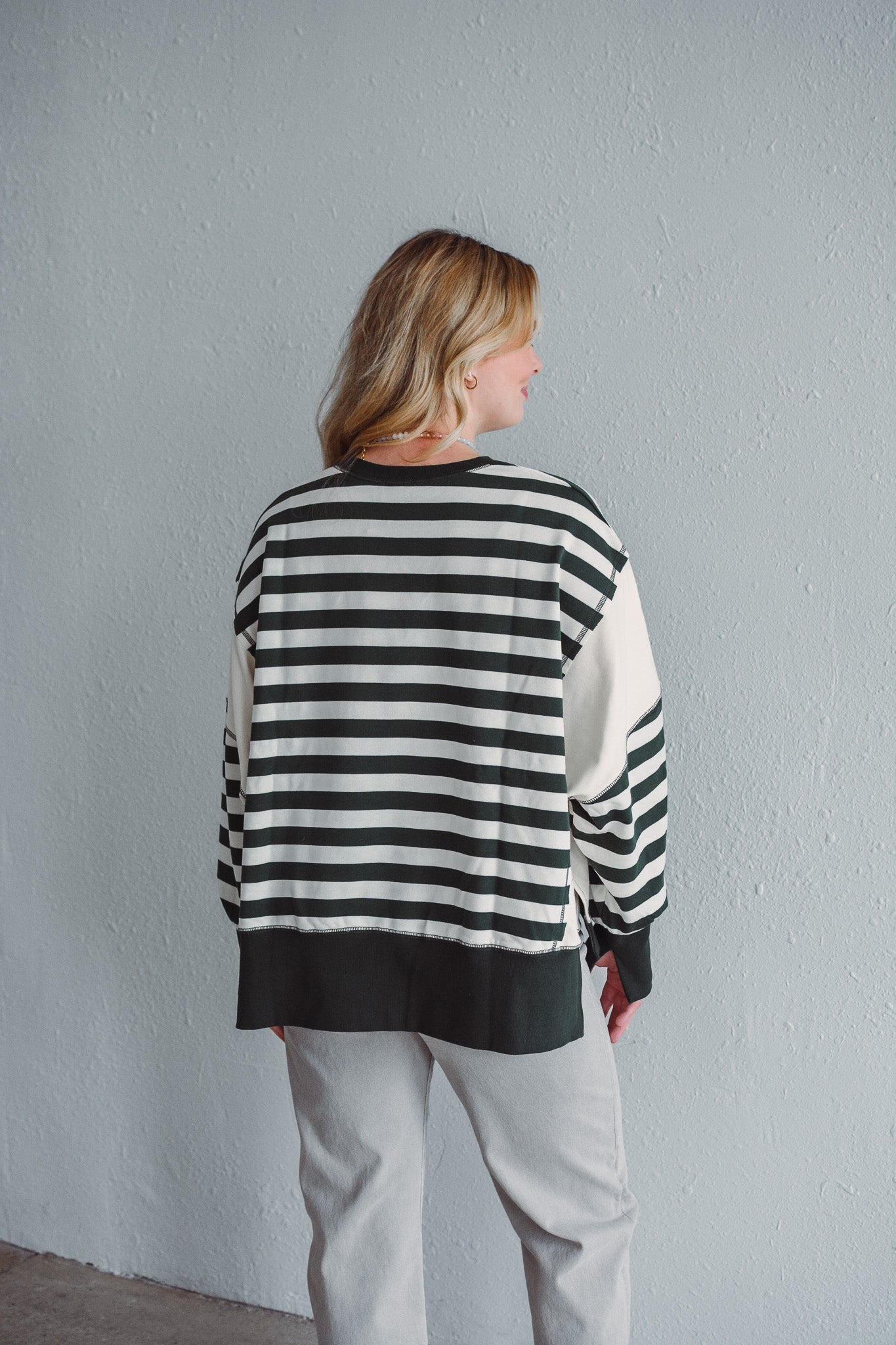 Hadley Green Stripe Pullover