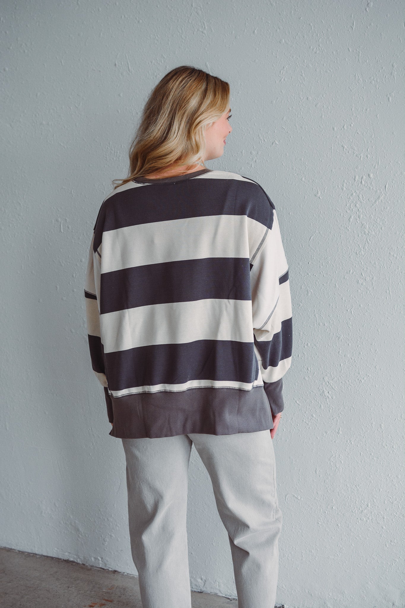 Ivory Stripe Sweatshirt