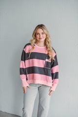 Pink Stripe Sweatshirt
