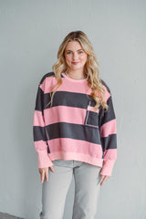Pink Stripe Sweatshirt