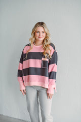 Pink Stripe Sweatshirt