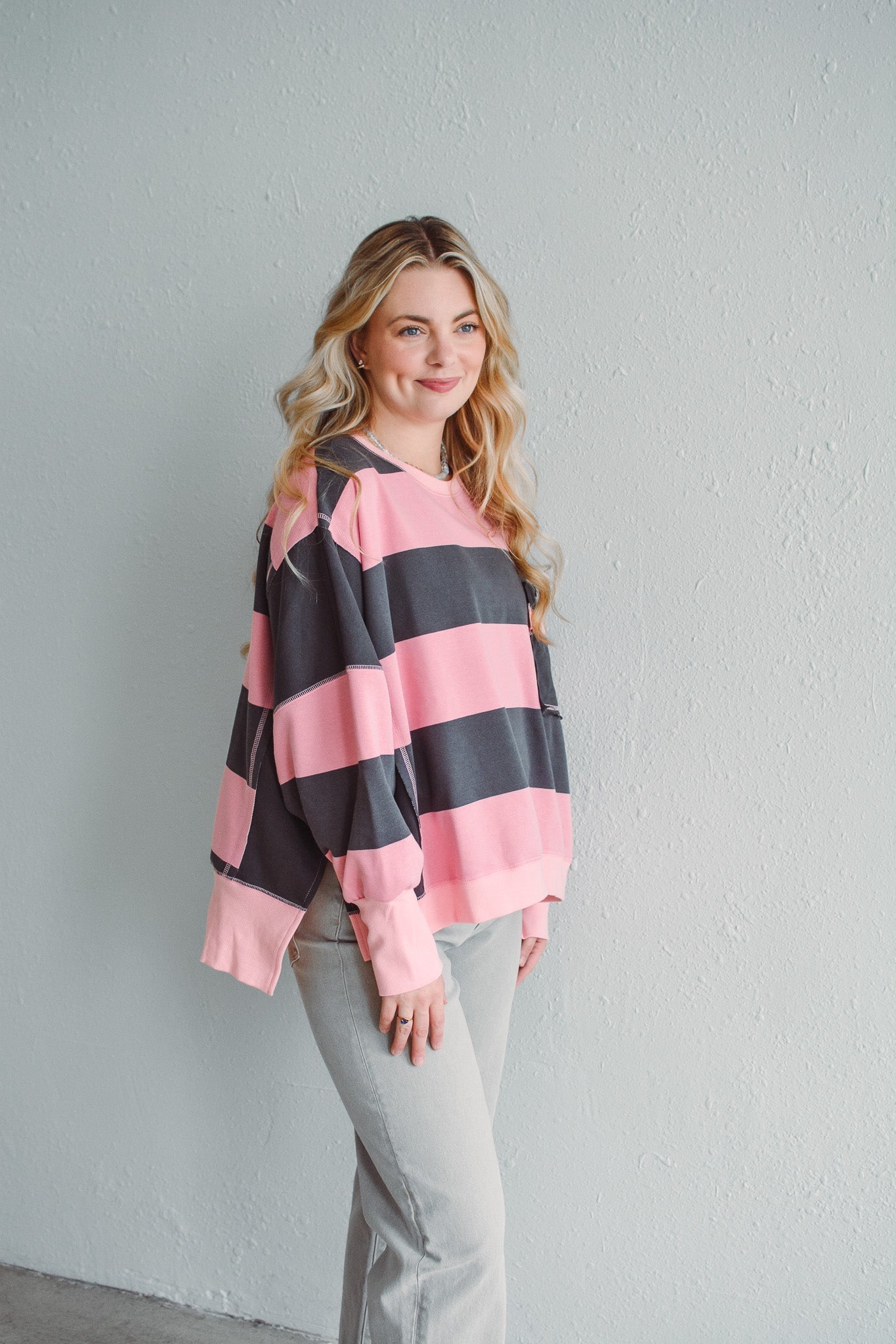 Pink Stripe Sweatshirt