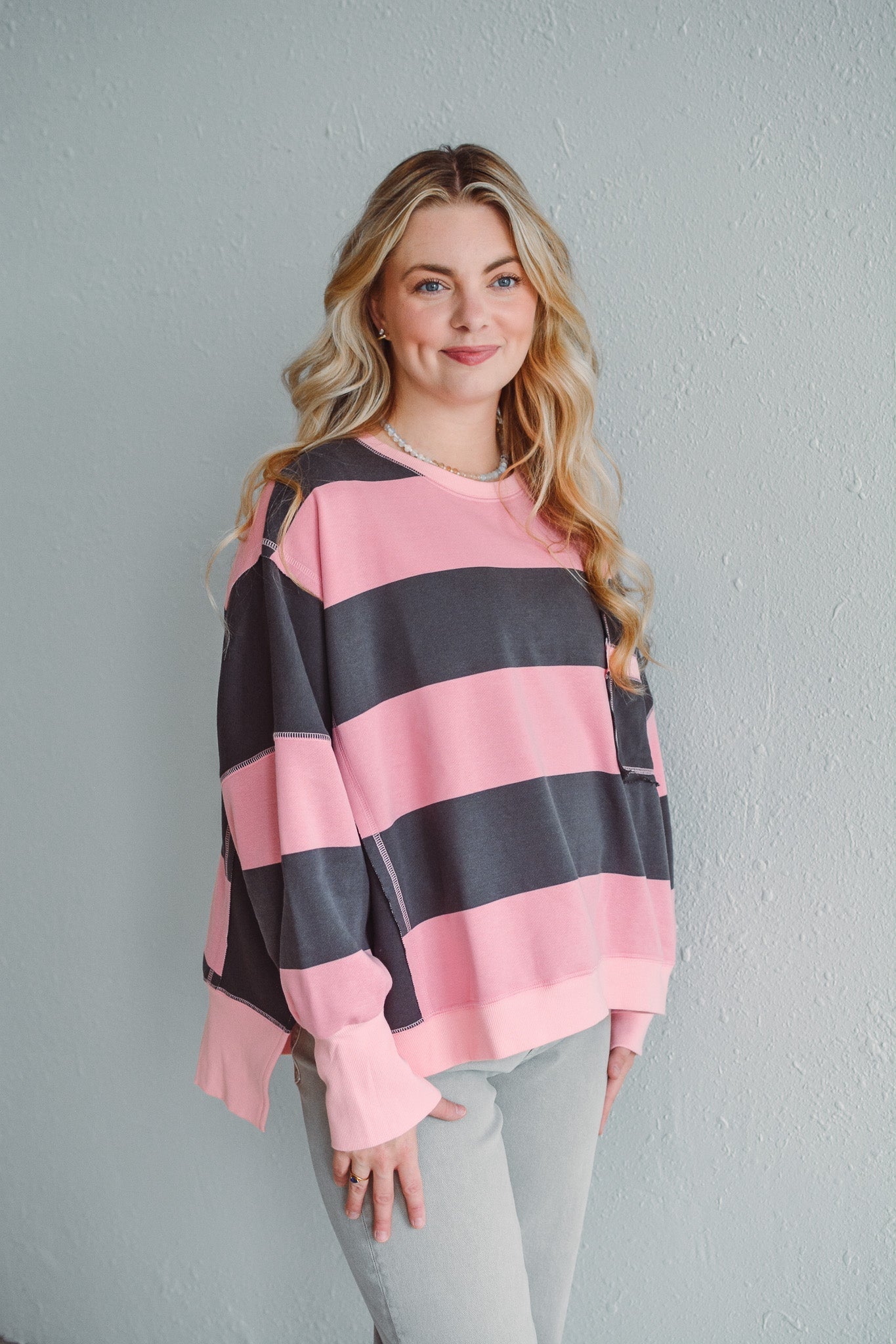 Pink Stripe Sweatshirt