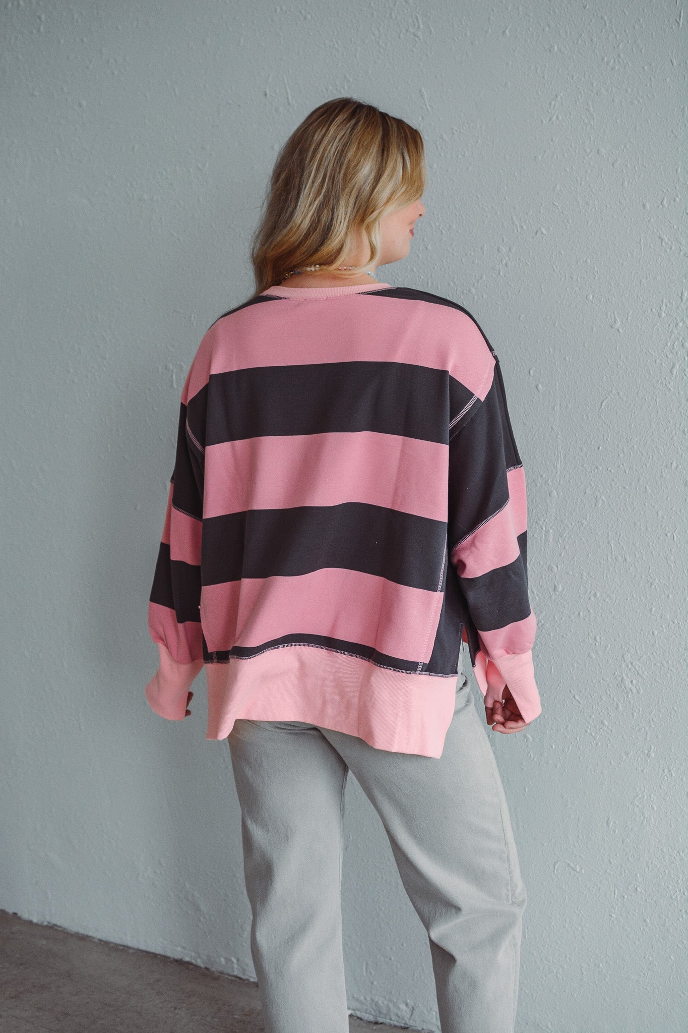 Pink Stripe Sweatshirt