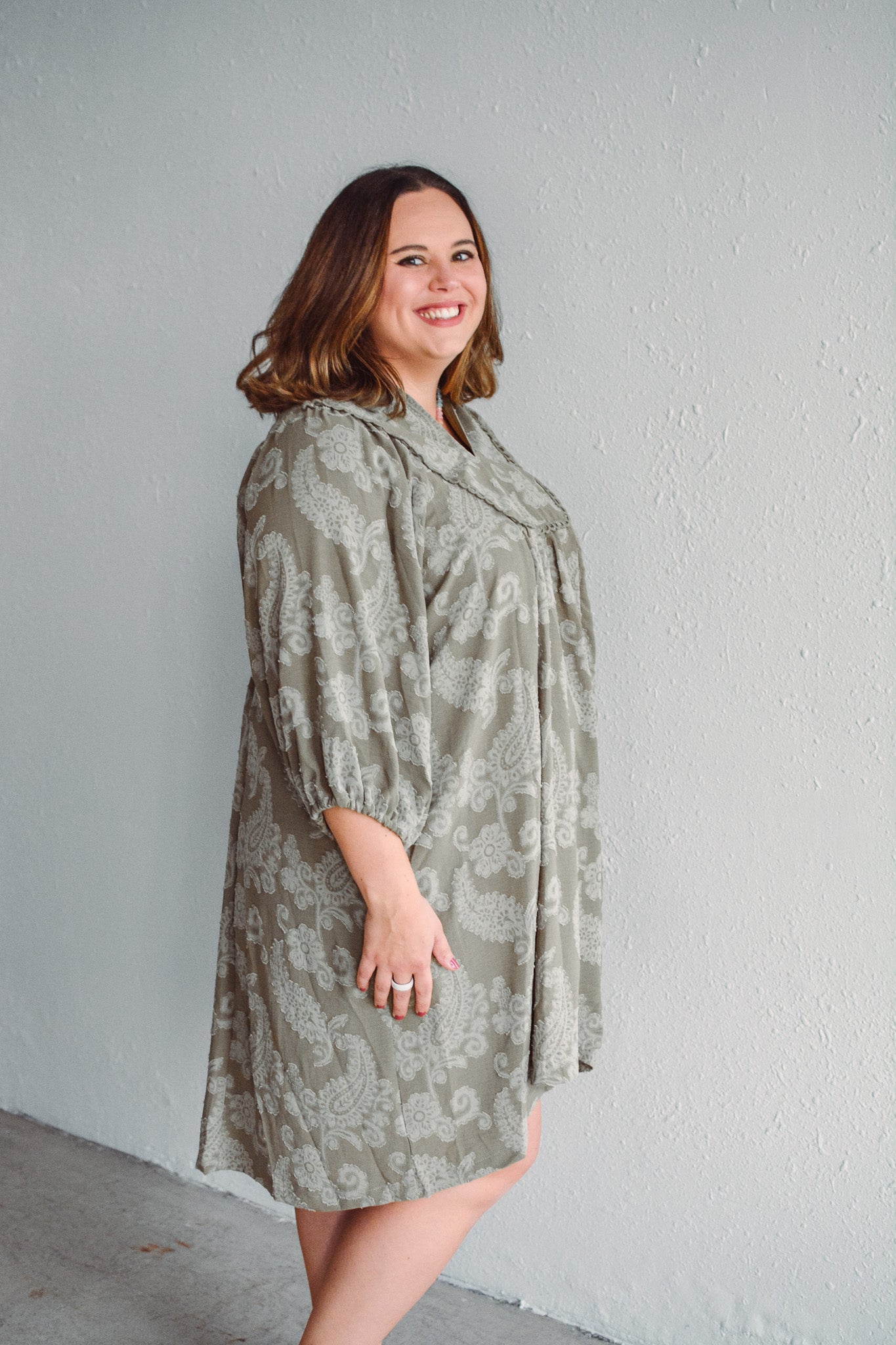 Olive Paisley Dress
