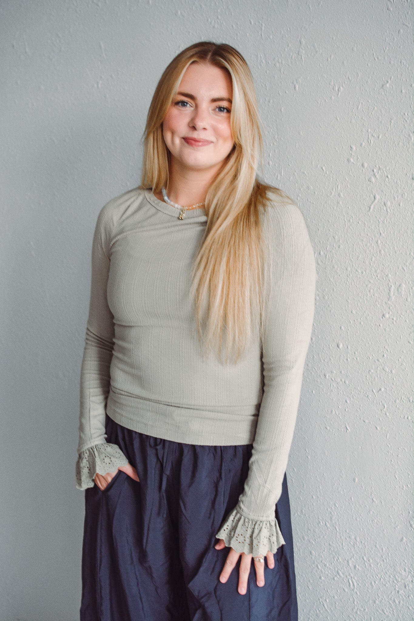 Sage Textured Knit Top