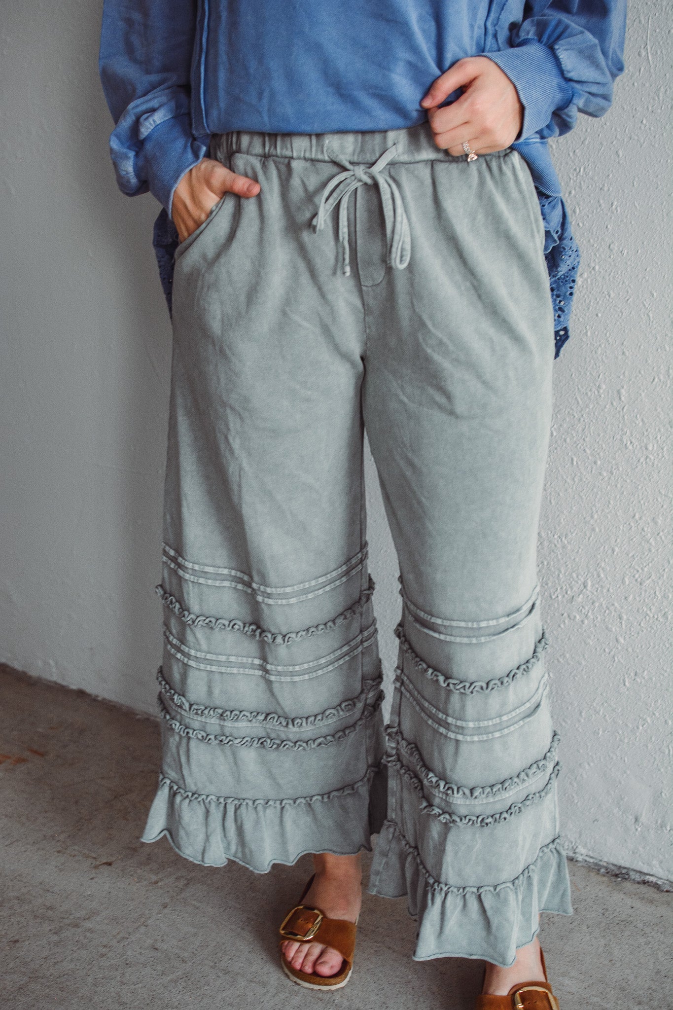 Hannah Ruffle Wide Leg