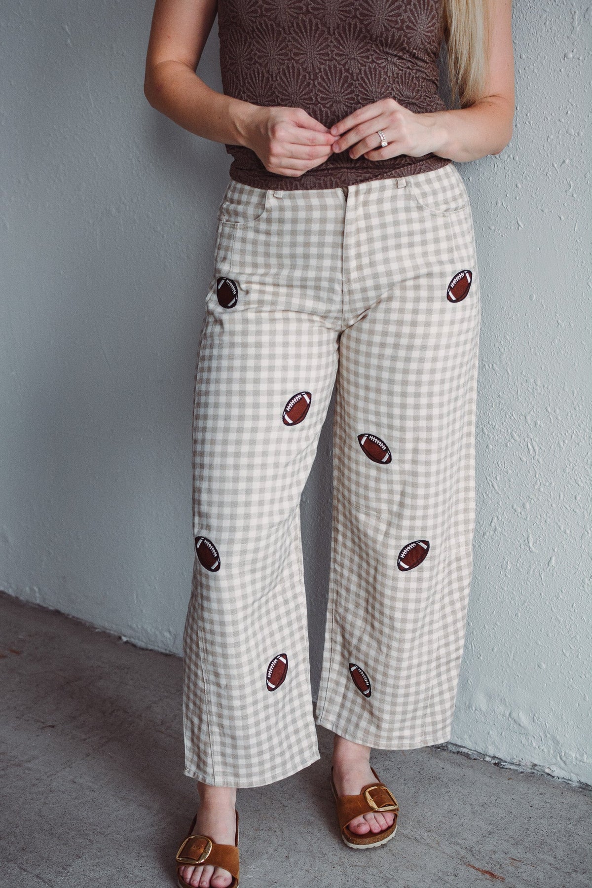 Football Gingham Barrel Pant