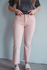 Pink Paige Mid-Rise Straights